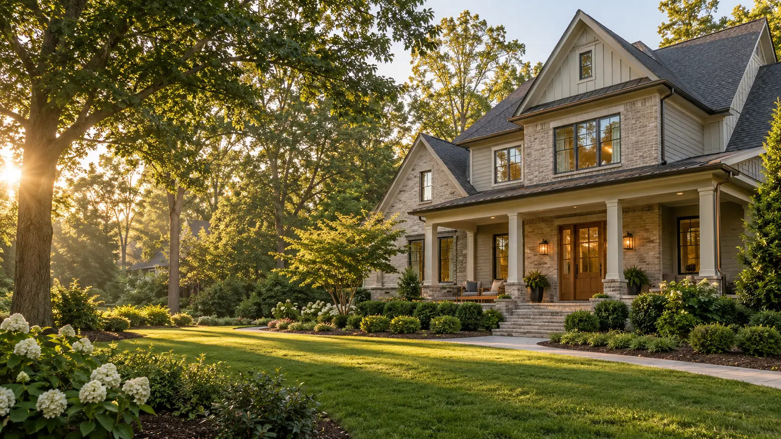 Newly built custom home with covered porch in a metro Atlanta neighborhood